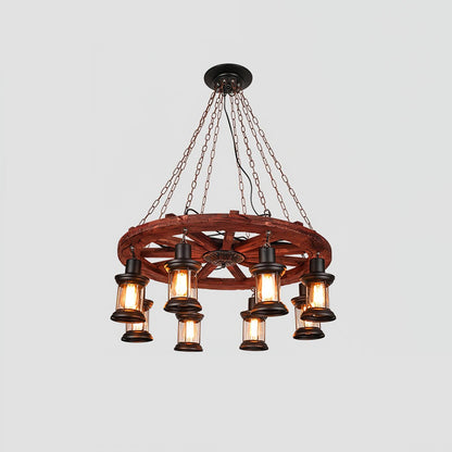 Nautical Industrial Style Wooden Ceiling fixture Chandelier