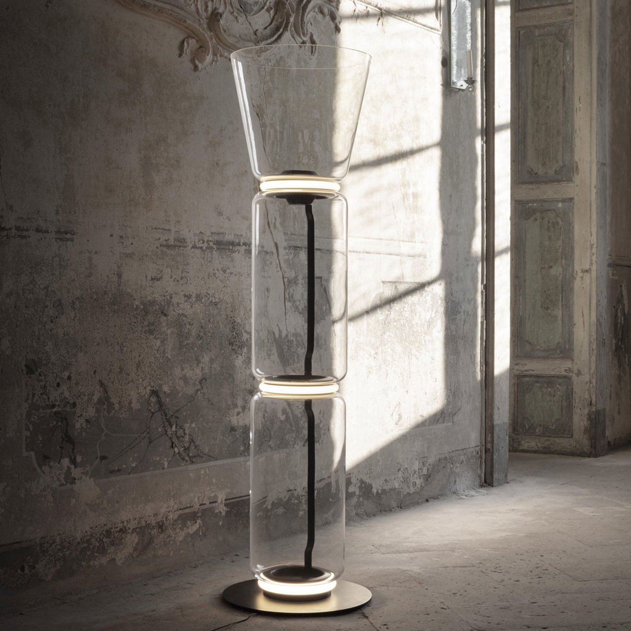 Bamboo Glass Floor Lamp