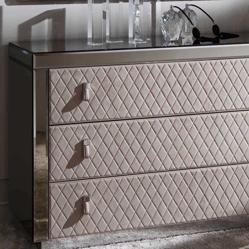 High End Italian Mirrored Nubuck Drawers