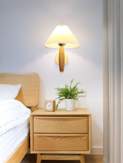 Oak Pleated Lamp bracket Wall Light