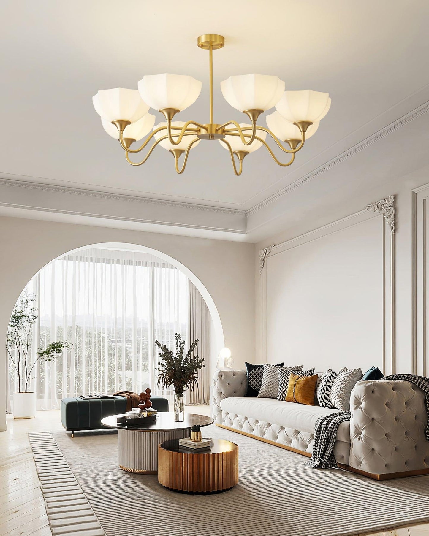 Octagonal Glass Bowl Ceiling fixture Chandelier