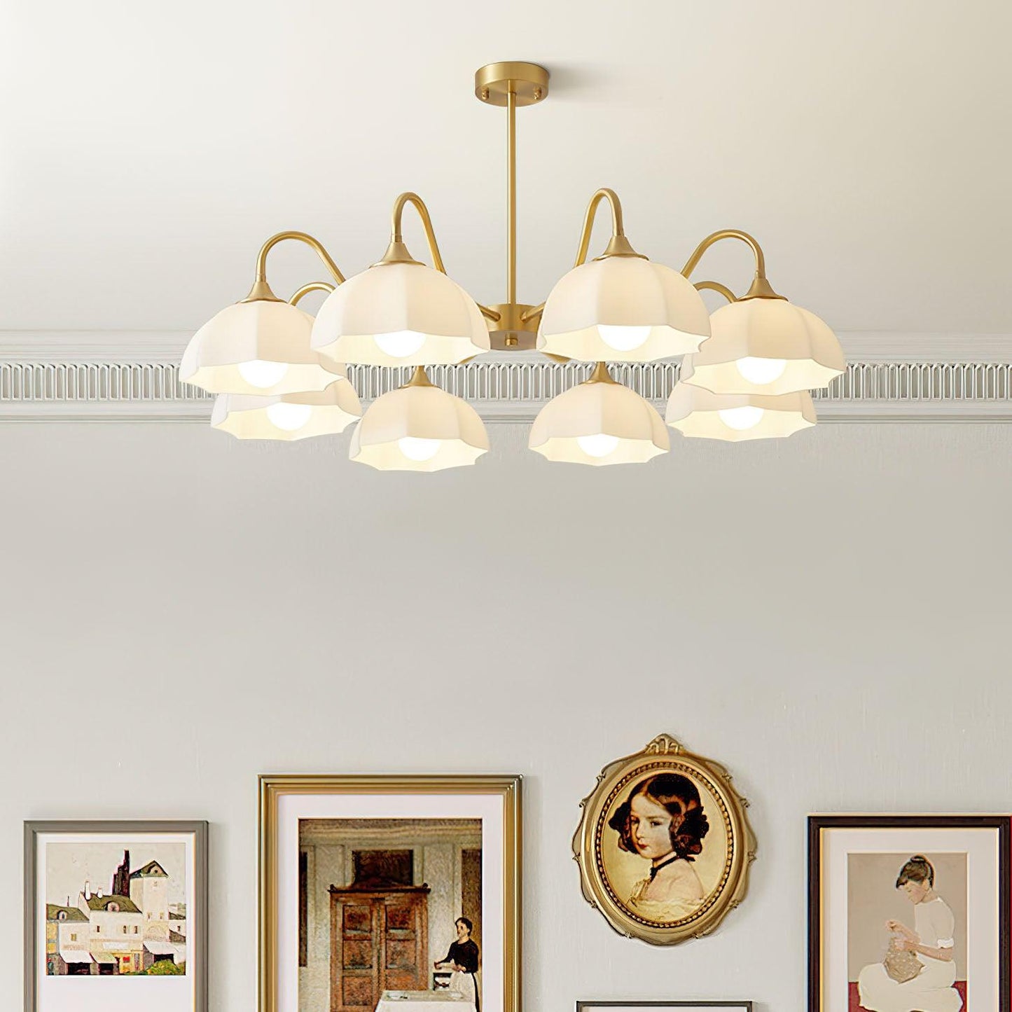 Octagonal Glass Bowl Ceiling fixture Chandelier