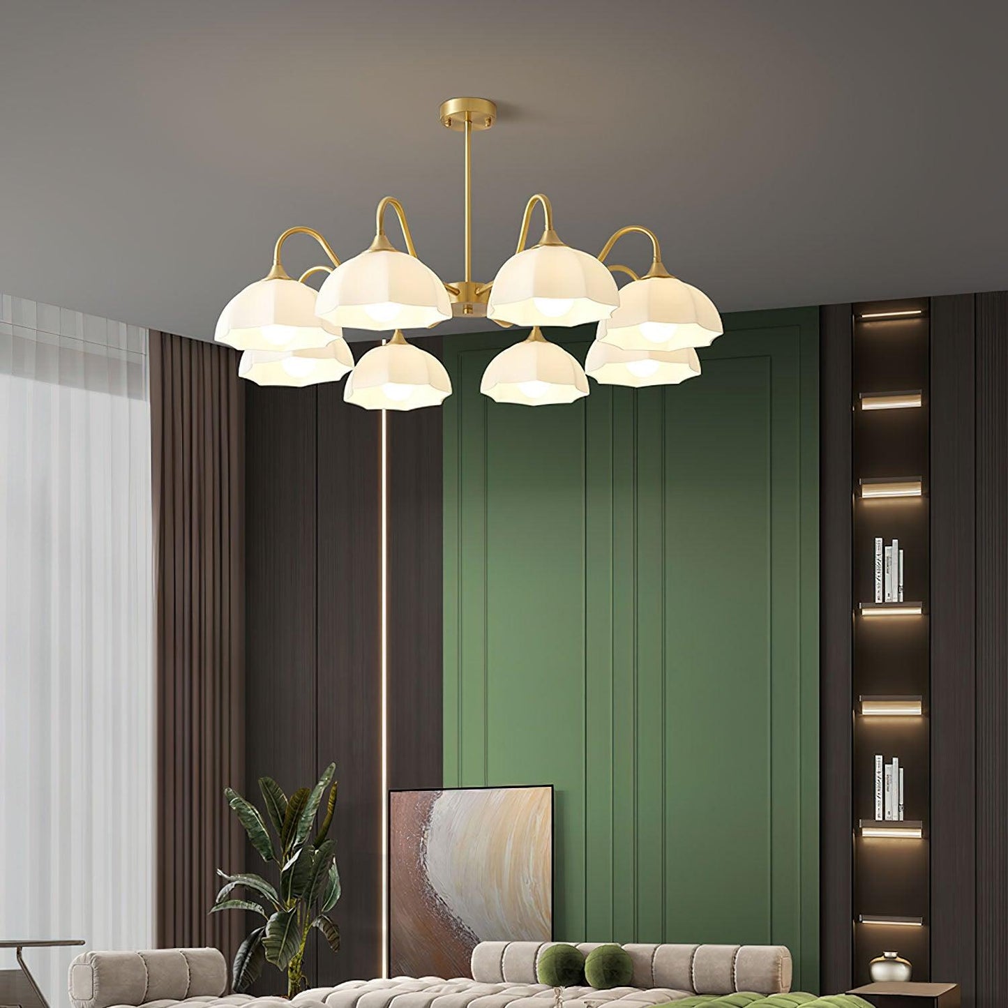 Octagonal Glass Bowl Ceiling fixture Chandelier