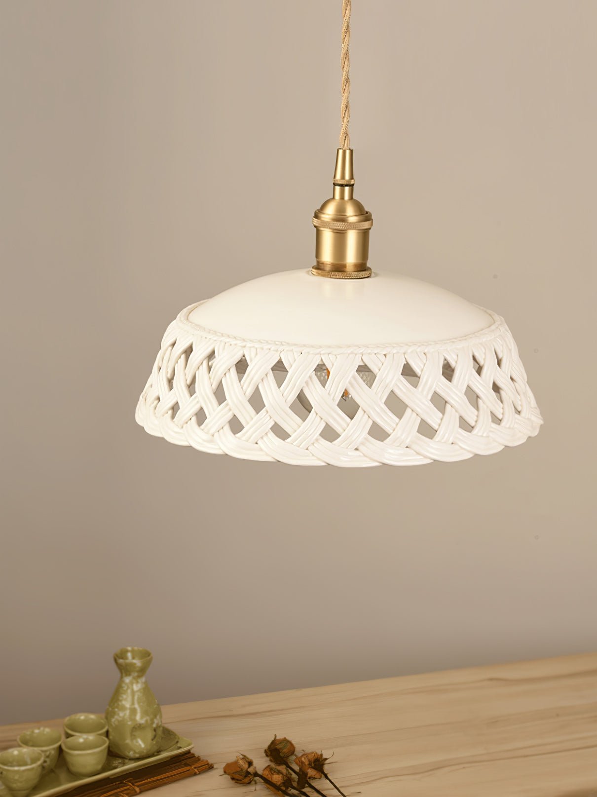 Openwork Ceramic Houselight Pendant Lamp