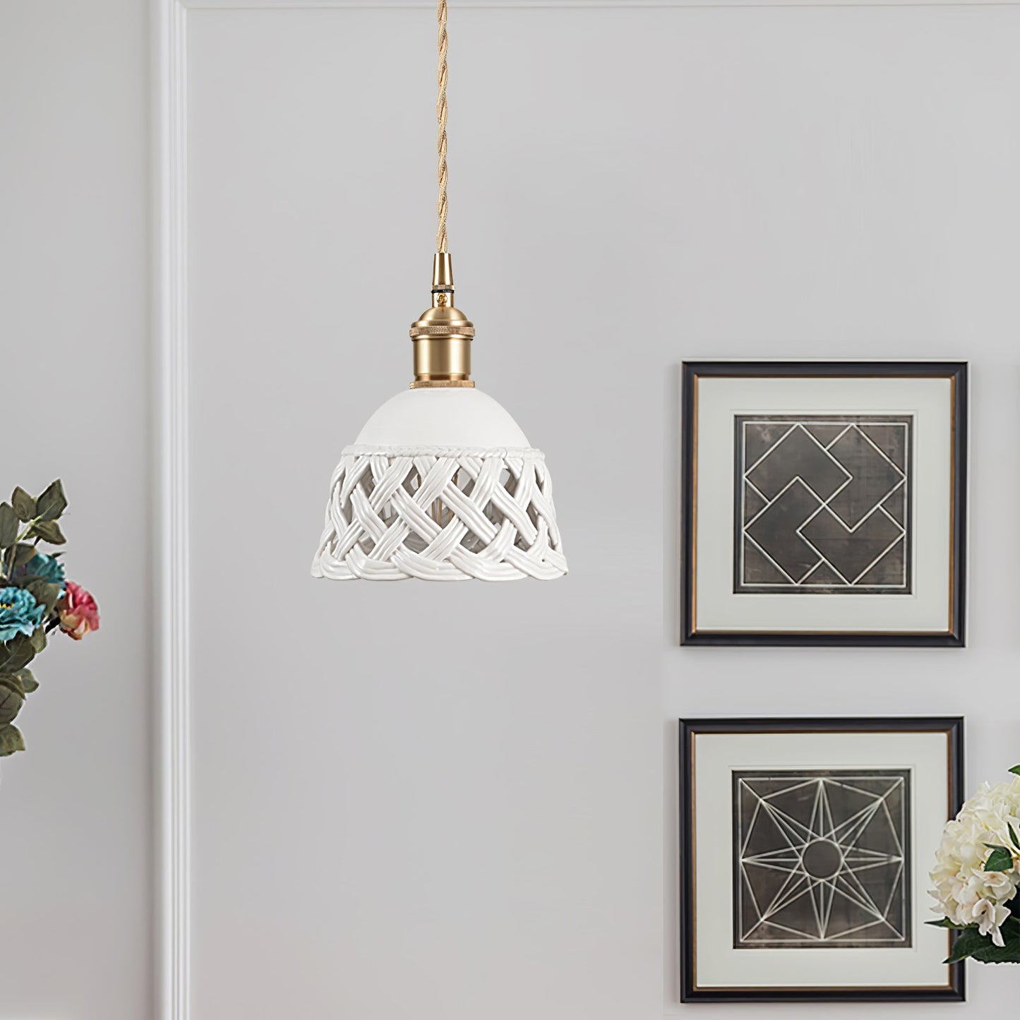 Openwork Ceramic Houselight Pendant Lamp