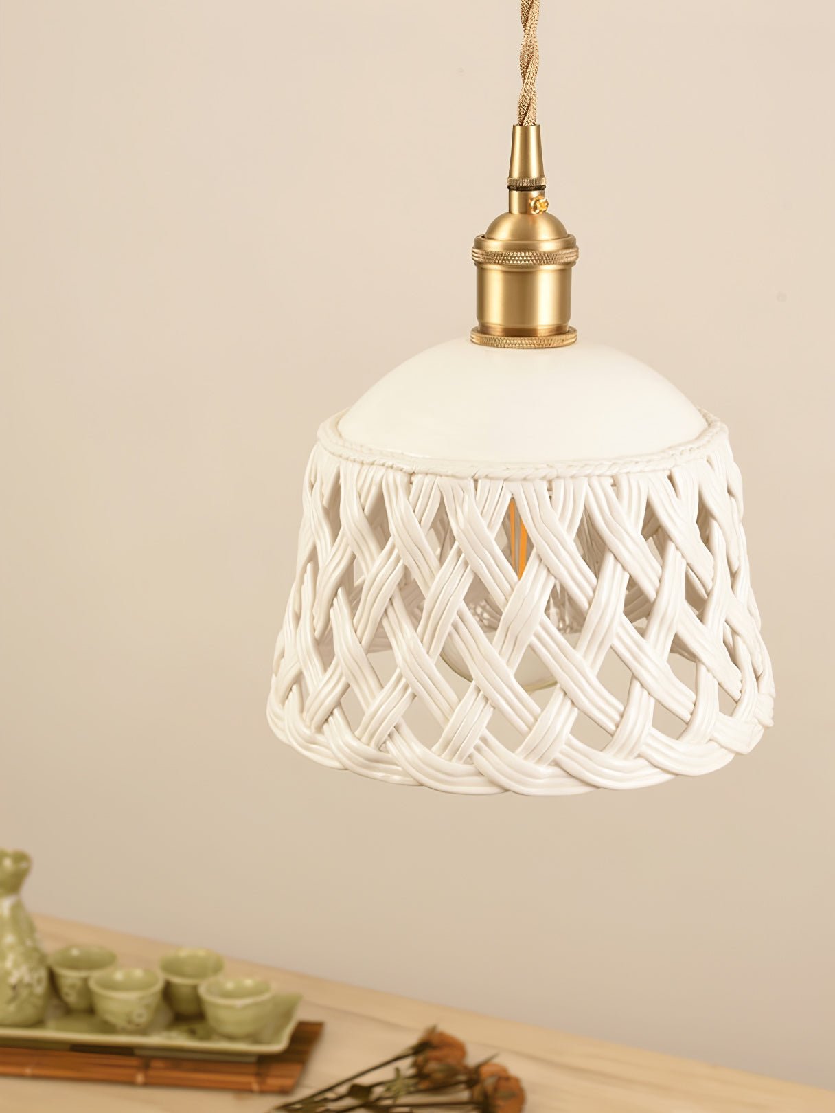 Openwork Ceramic Houselight Pendant Lamp