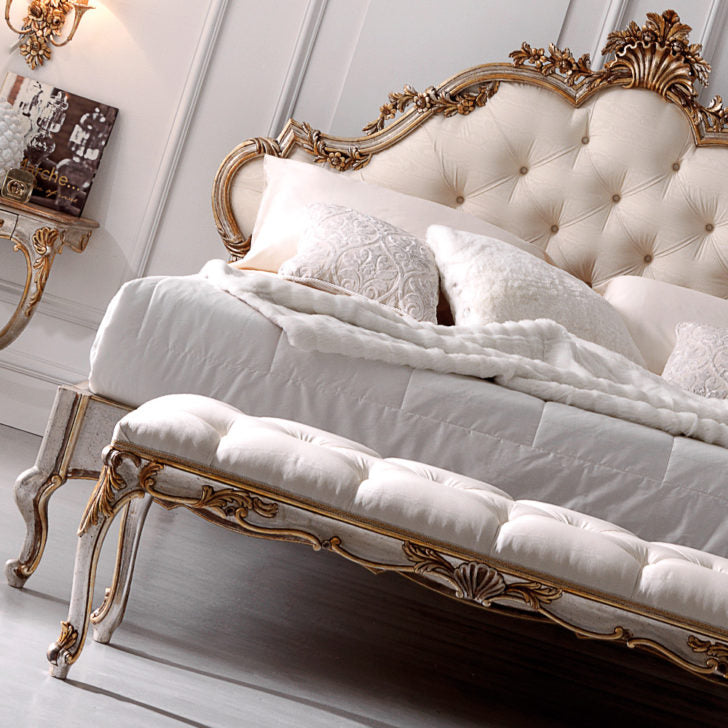 Opulent Rococo Button Upholstered Bed