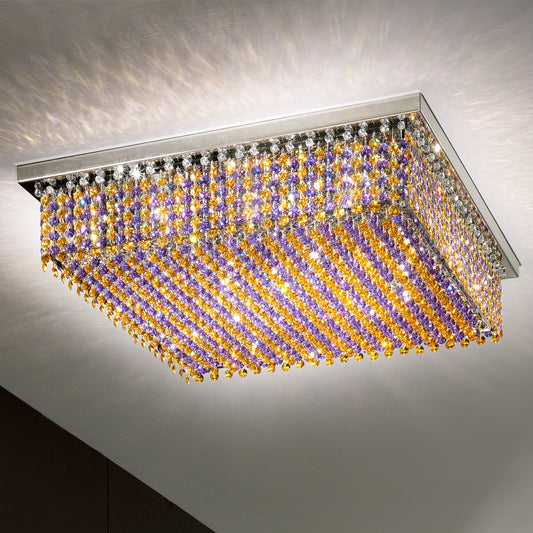 Opulent Square Multicolour Crystal Ceiling Light