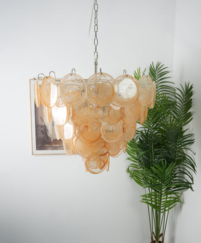 Orange Murano Disc Electrolier Chandelier