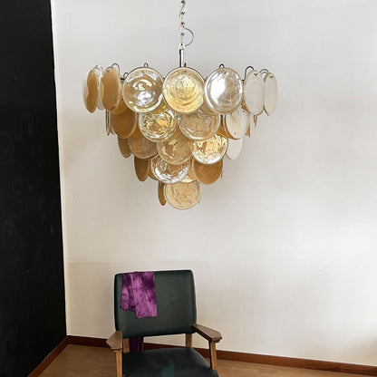 Orange Murano Disc Electrolier Chandelier