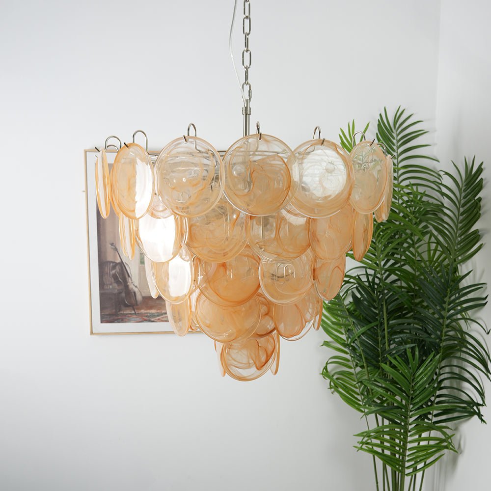 Orange Murano Disc Electrolier Chandelier