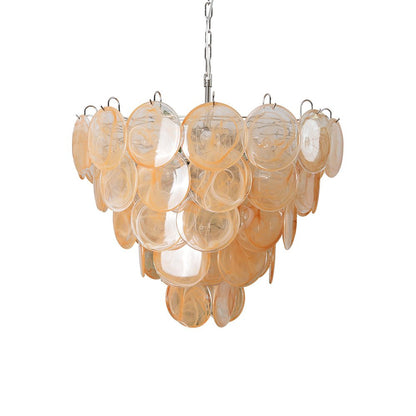 Orange Murano Disc Electrolier Chandelier