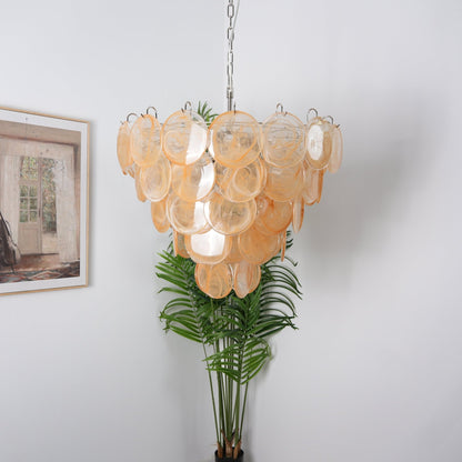 Orange Murano Disc Electrolier Chandelier