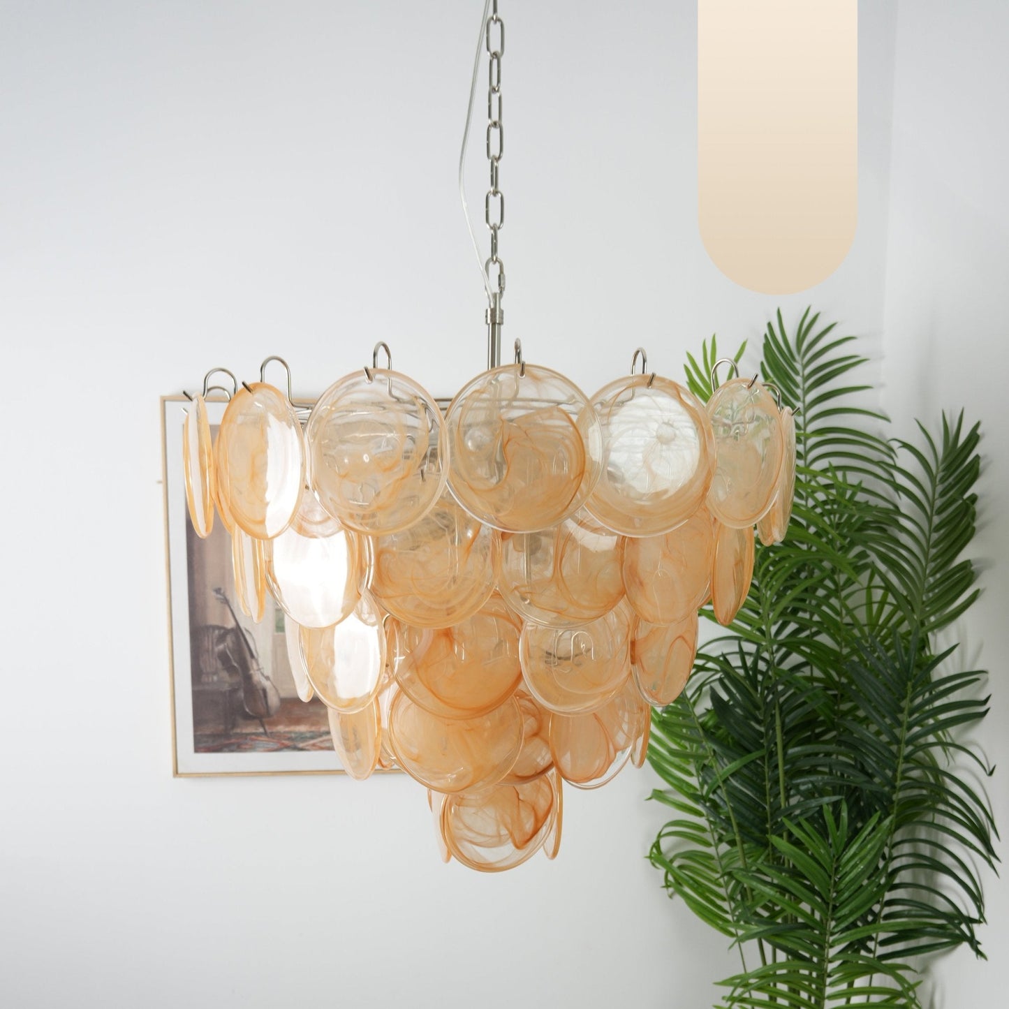 Orange Murano Disc Electrolier Chandelier