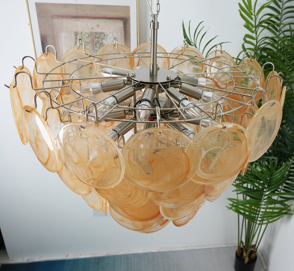 Orange Murano Disc Electrolier Chandelier