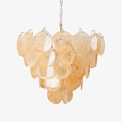 Orange Murano Disc Electrolier Chandelier