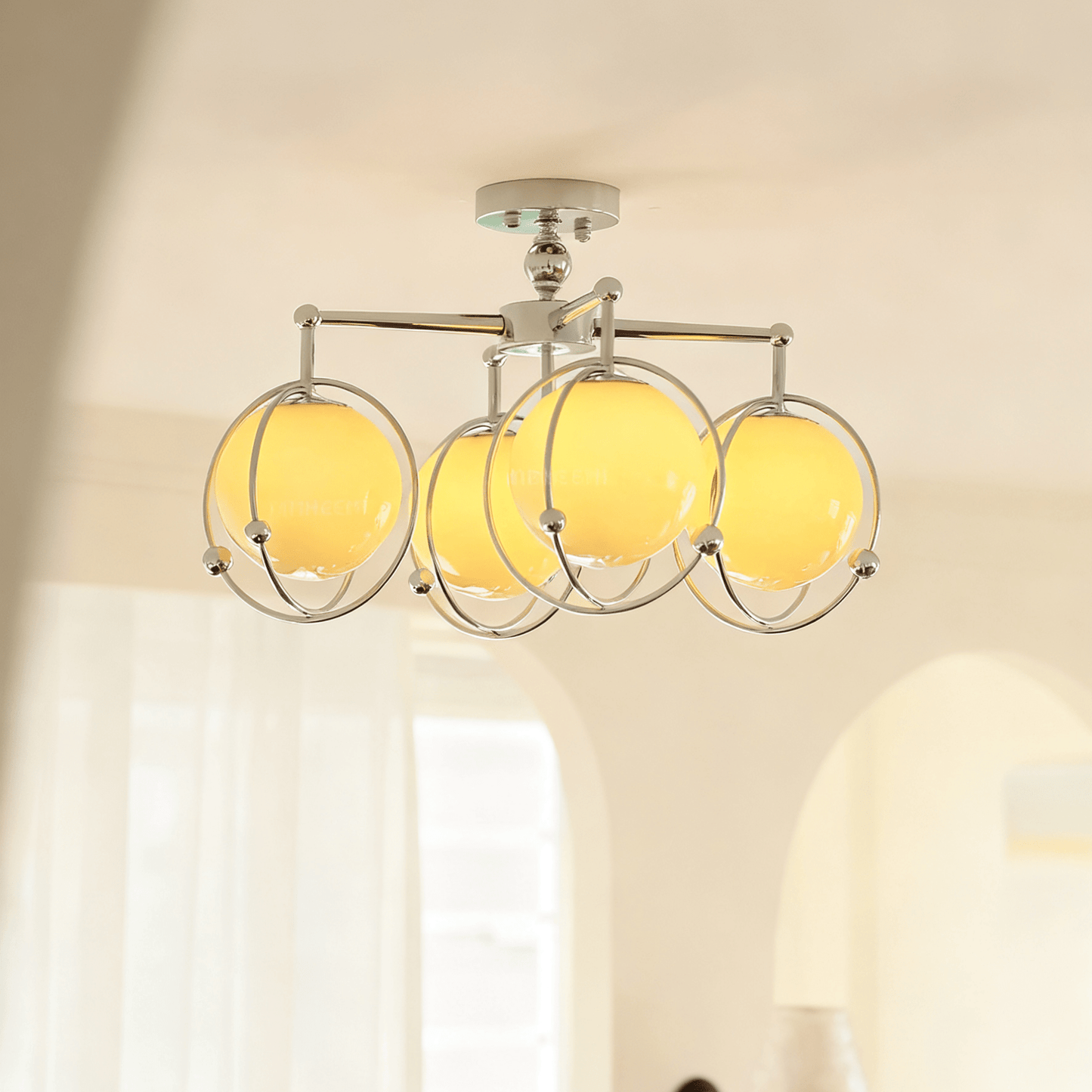 Orb Cage Semi Ceiling Lamp