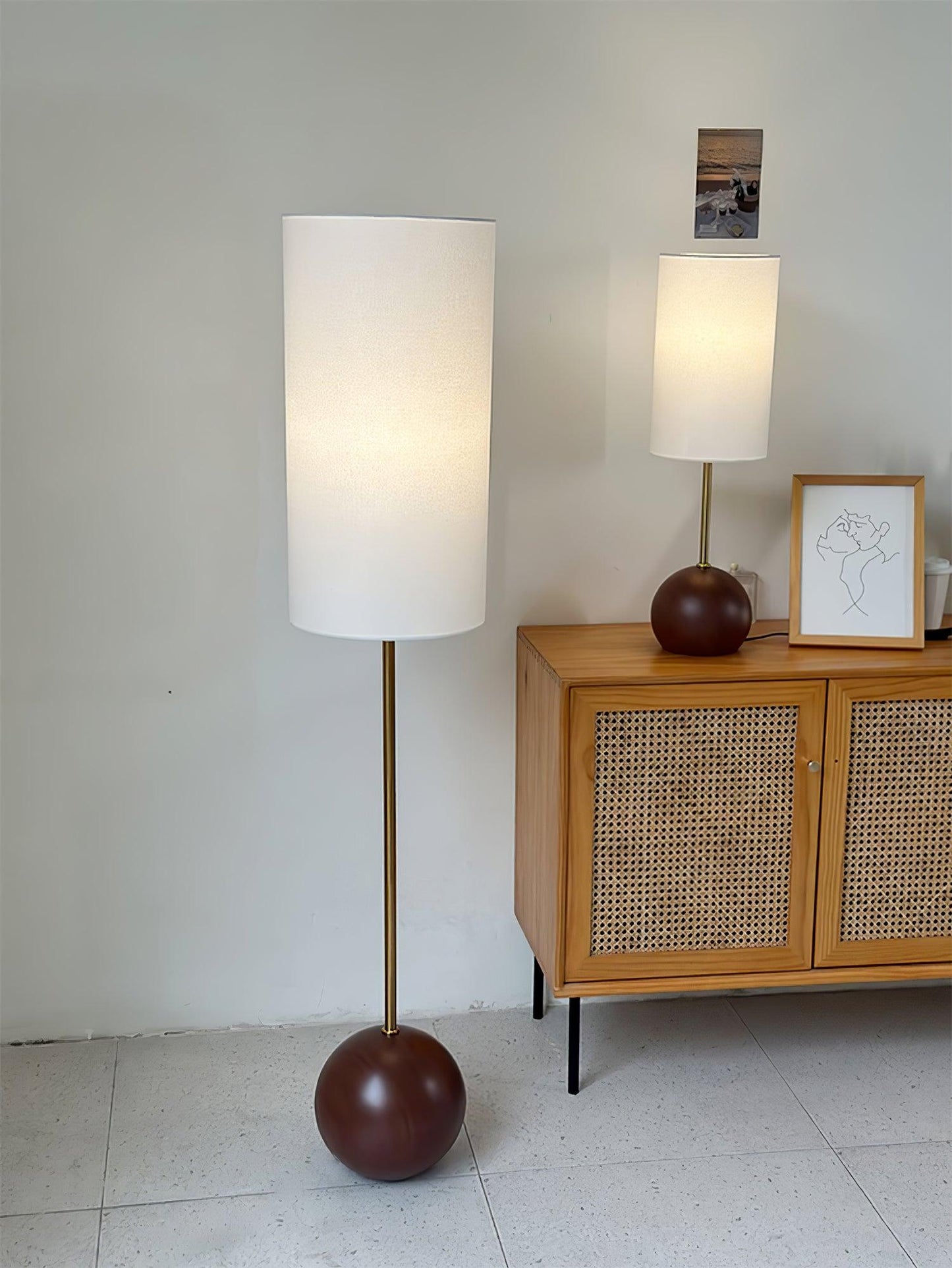 Orbis Wooden Sphere Standing Lamp Floor Lamp