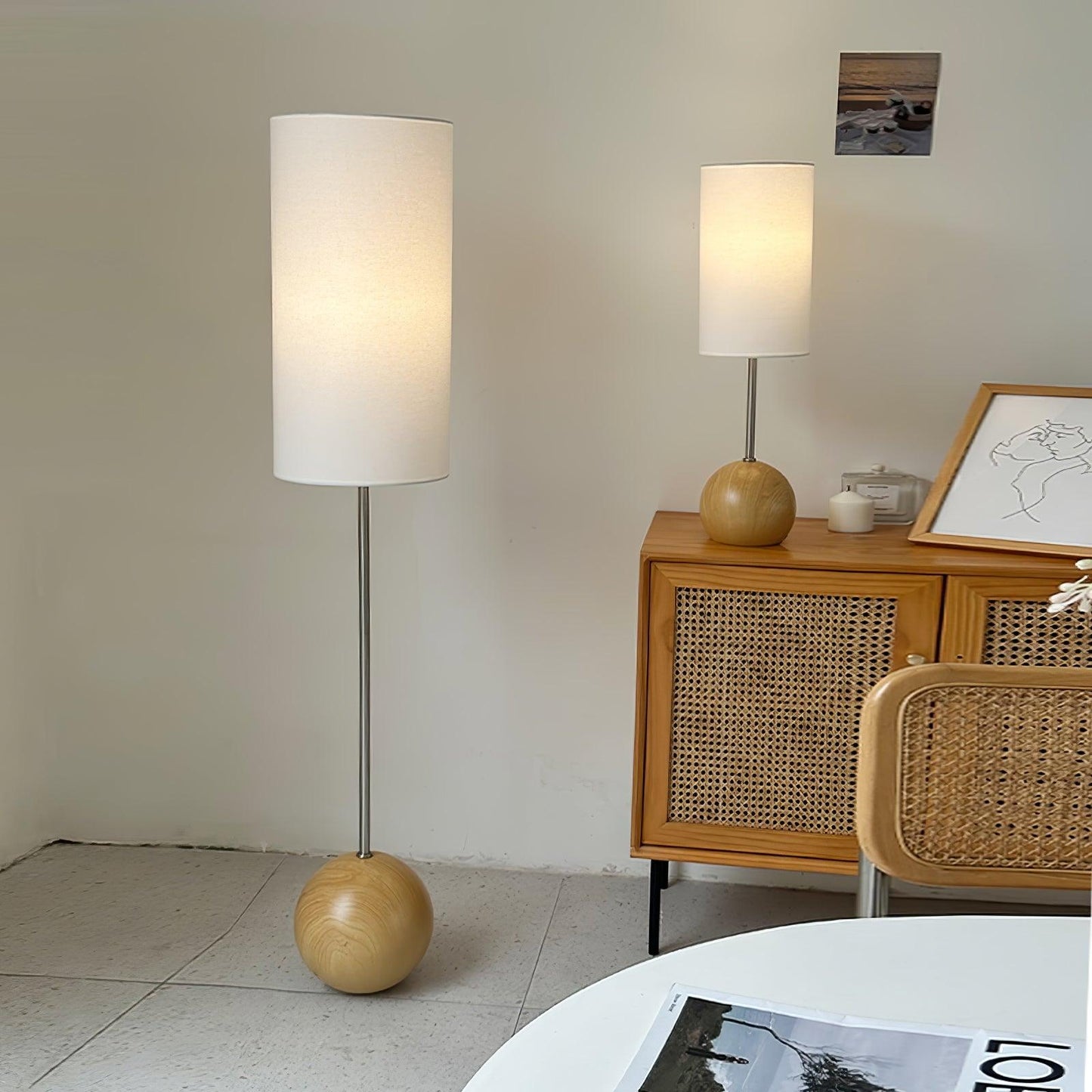 Orbis Wooden Sphere Standing Lamp Floor Lamp