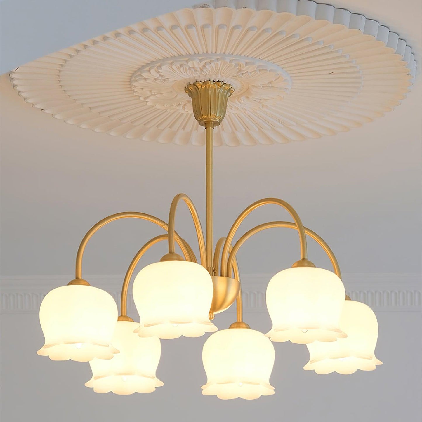 Orchids Brass Gasolier Chandelier