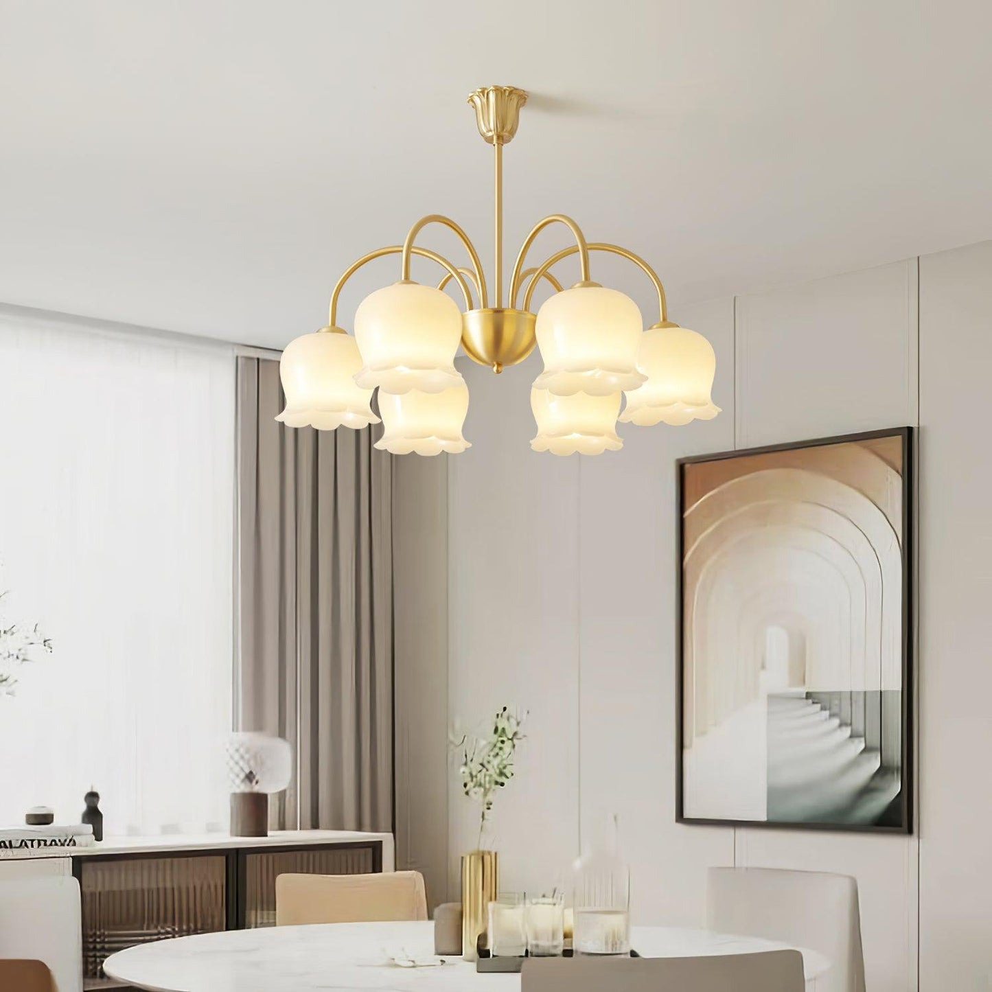 Orchids Brass Gasolier Chandelier