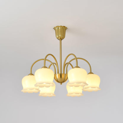 Orchids Brass Gasolier Chandelier