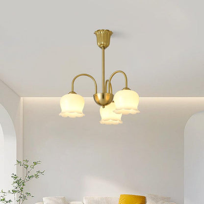 Orchids Brass Gasolier Chandelier