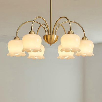 Orchids Brass Gasolier Chandelier