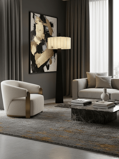 Origami Pleat Alabaster Floor Lamp