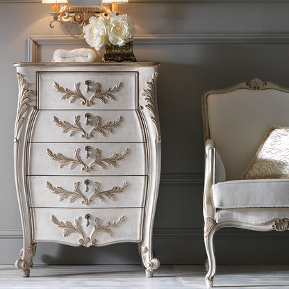 Ornate Carved Italian Narrow Chest of Drawers