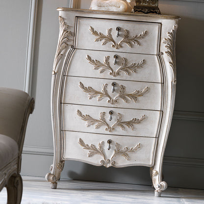 Ornate Carved Italian Narrow Chest of Drawers