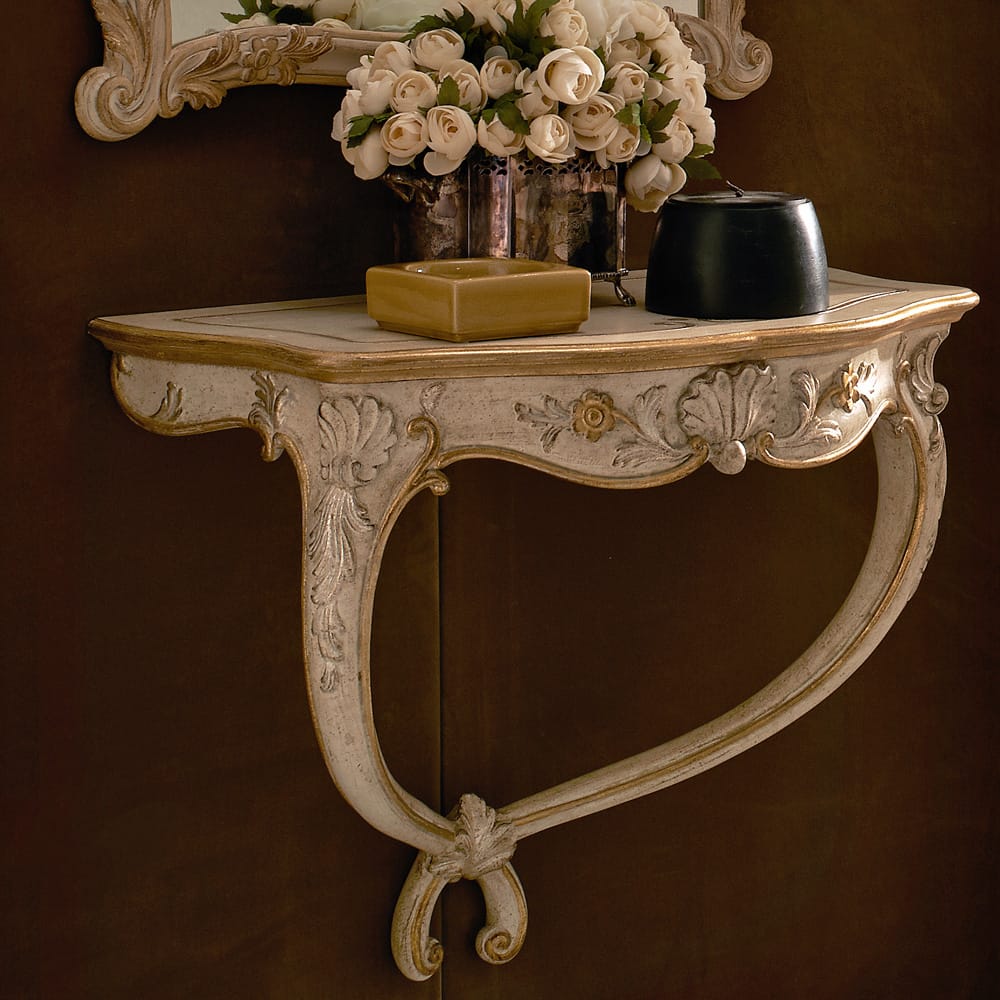 Ornate Carved Italian Wall Mounted Console And Mirror