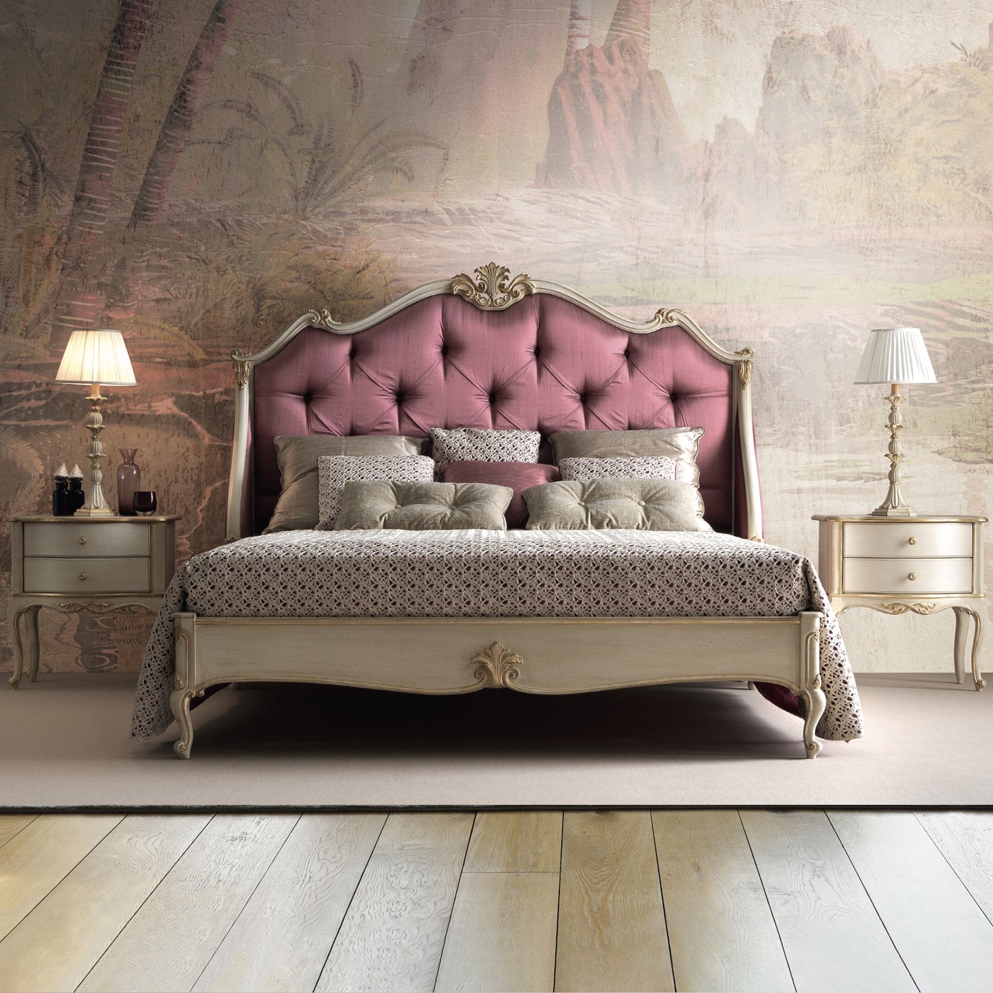 Ornate Classic Style Winged Bed