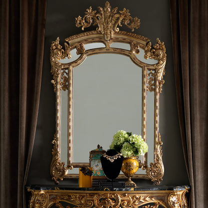 Gold Rococo Console Table and Mirror Set