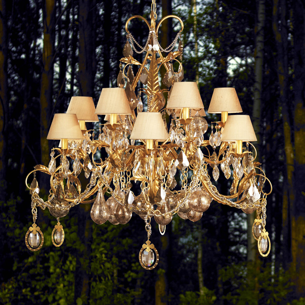 Ornate High End Gold Crystal Chandelier