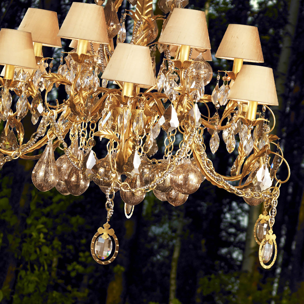 Ornate High End Gold Crystal Chandelier