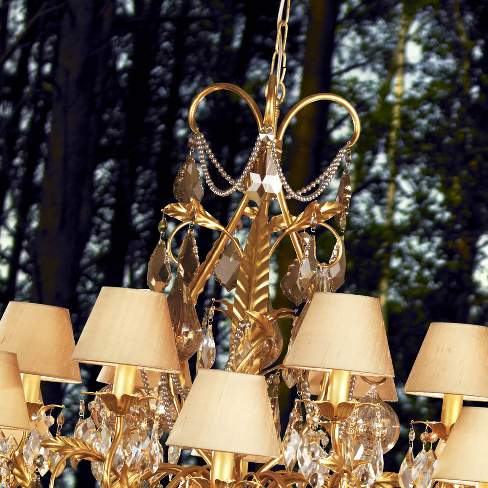 Ornate High End Gold Crystal Chandelier