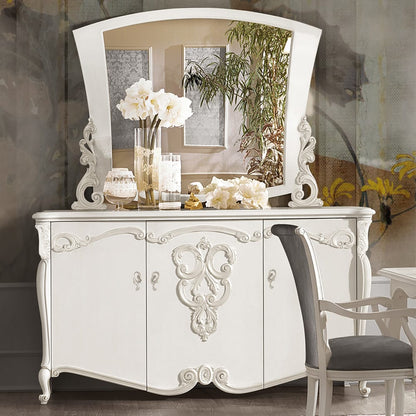 Ornate Italian Designer Three Door Sideboard And Mirror Set