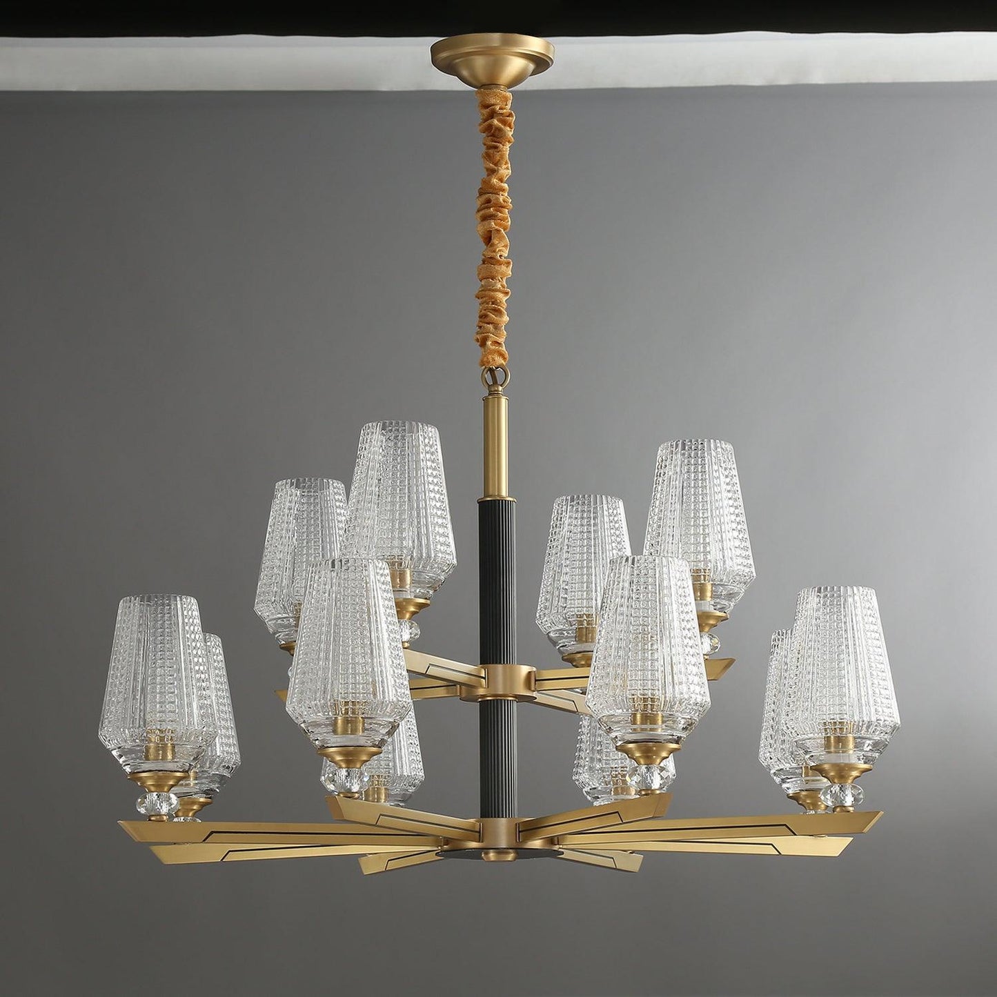 Orrefors Brass Pendant light Chandelier