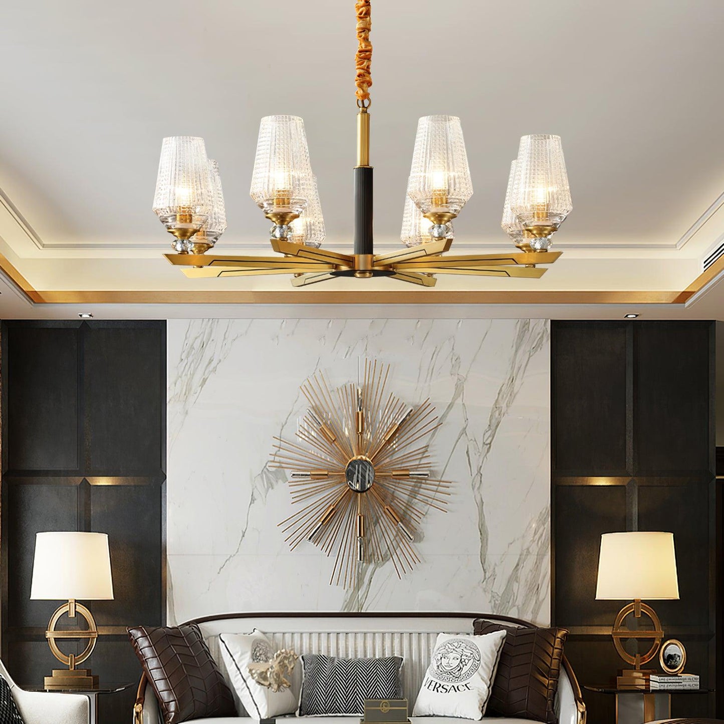 Orrefors Brass Pendant light Chandelier