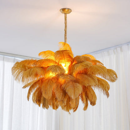 Ostrich Feather Gasolier Chandelier