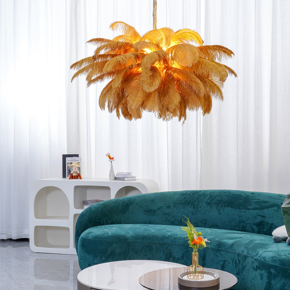 Ostrich Feather Gasolier Chandelier