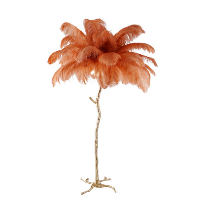 Ostrich Feather Brass Floor-mounted Lamp Floor Lamp