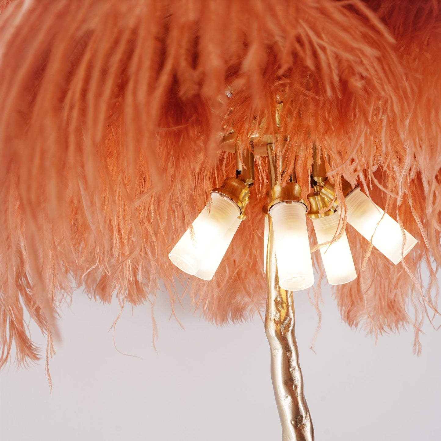 Ostrich Feather Brass Floor-mounted Lamp Floor Lamp