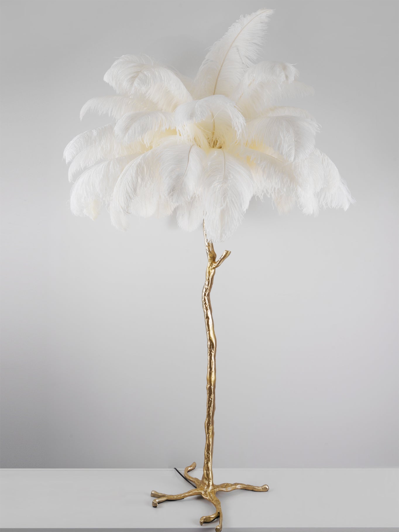 Ostrich Feather Brass Floor-mounted Lamp Floor Lamp