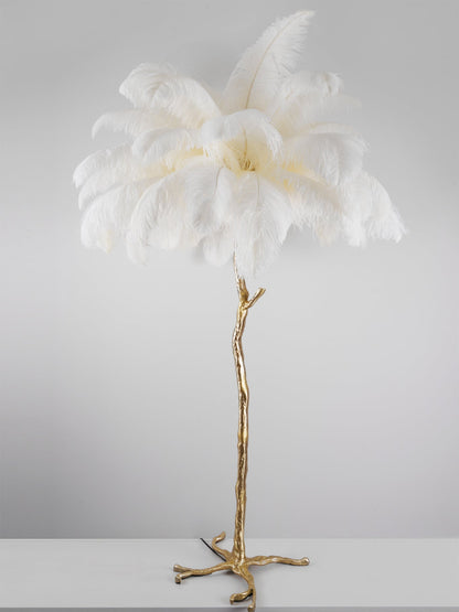 Ostrich Feather Brass Floor-mounted Lamp Floor Lamp