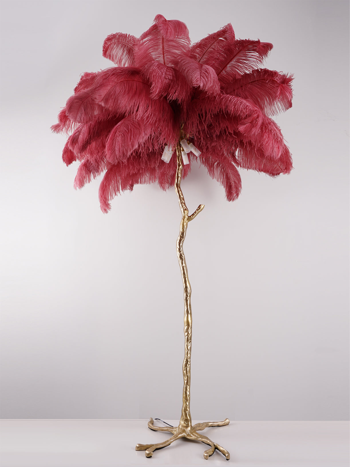 Ostrich Feather Brass Floor-mounted Lamp Floor Lamp