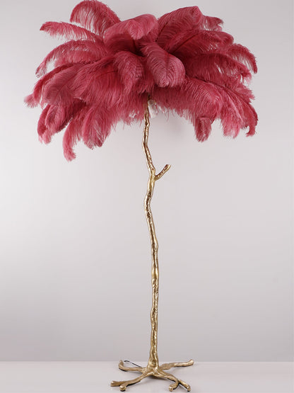 Ostrich Feather Brass Floor-mounted Lamp Floor Lamp