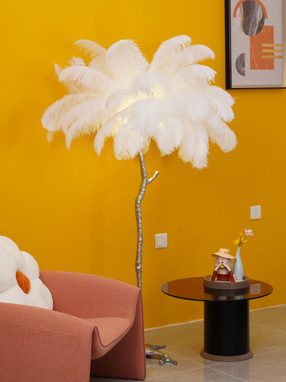 Ostrich Feather Brass Floor-mounted Lamp Floor Lamp