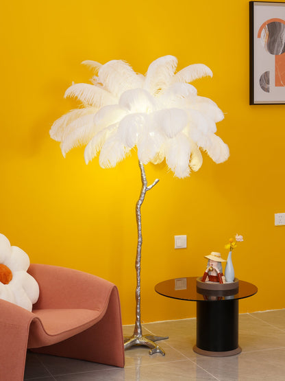 Ostrich Feather Brass Floor-mounted Lamp Floor Lamp